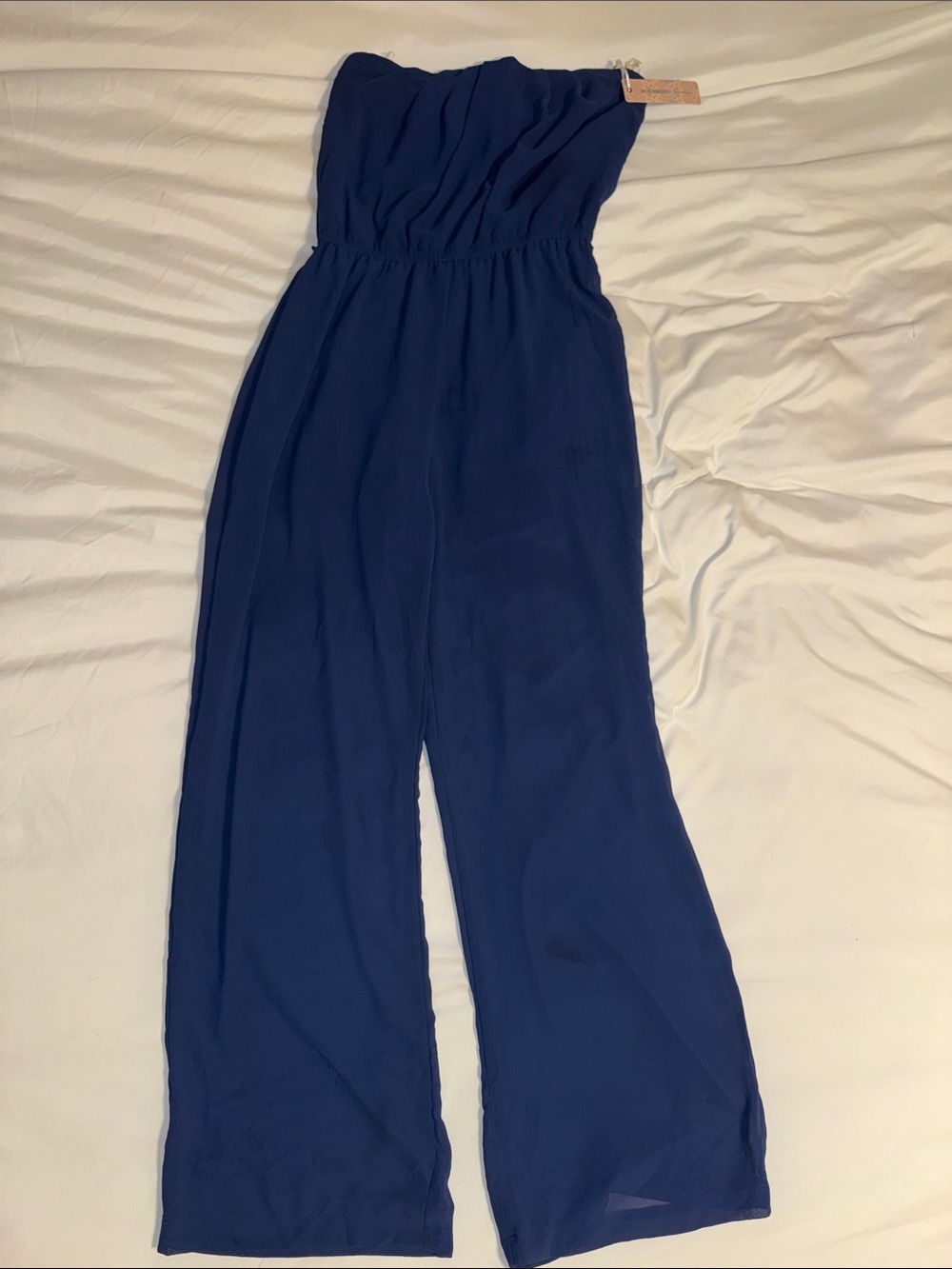 Royal Blue Strapless Ruching Jumpsuit